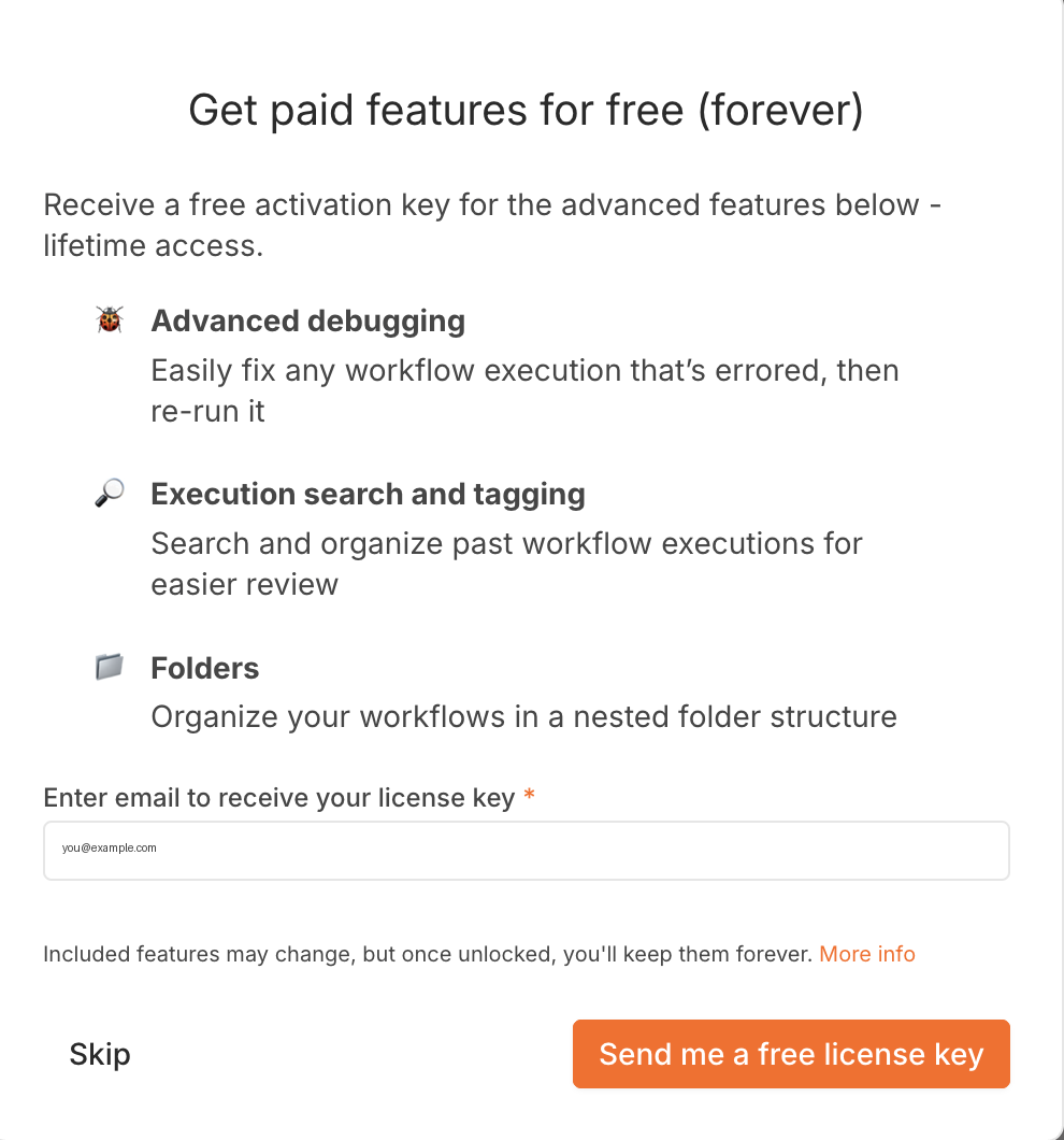 無料ライセンスの案内。Skip でよい