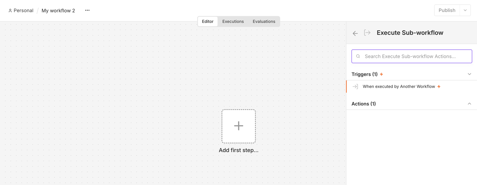 Execute Sub-workflow カテゴリの中に Trigger がある
